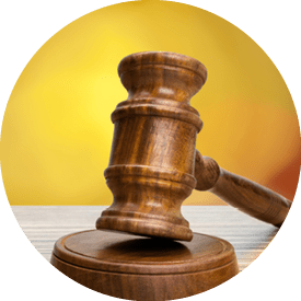 Judge's gavel on light background, front view. Law concept