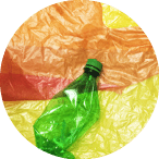 Disposable plastic bottle on plastic bags