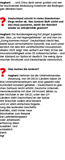 Haghani: …. und China dank seiner gro en und weiter wachsenden Bedeutung Investoren die Bedingungen diktieren kann. ￼...