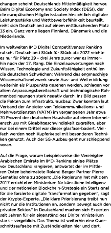 chungen scheint Deutschlands Mittelm igkeit hervor. Beim Digital Economy and Society Index (DESI), der die europ isc...