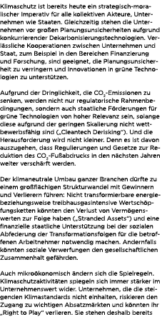 Klimaschutz ist bereits heute ein strategisch moralischer Imperativ f r alle kollektiven Akteure, Unternehmen wie Sta...