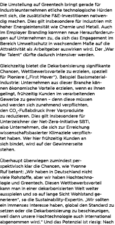 Die Umstellung auf Greentech bringt gerade f r Industrieunternehmen etliche technologische H rden mit sich, die zus t...