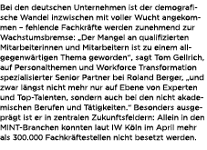 Bei den deutschen Unternehmen ist der demografische Wandel inzwischen mit voller Wucht angekommen – fehlende Fachkr f...